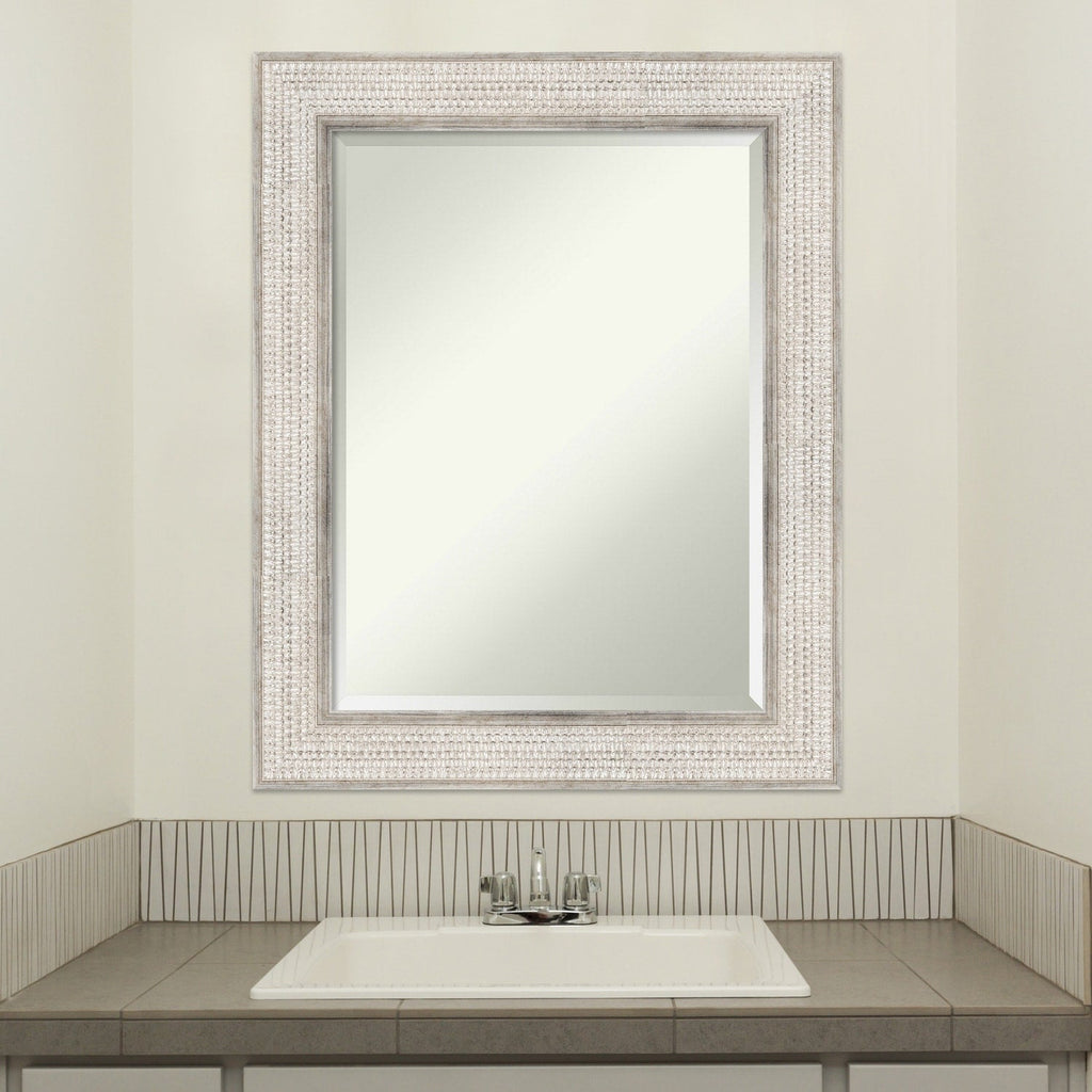 Specchio da parete per bagno in legno bisellato - Cornice Trellis Silver - Trellis Silver