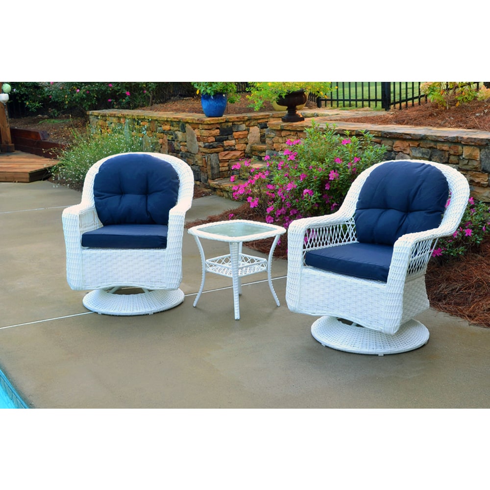 Biloxi Outdoor WhiteOutdoor Wicker Swivel Glider Patio Set (3 pezzi)