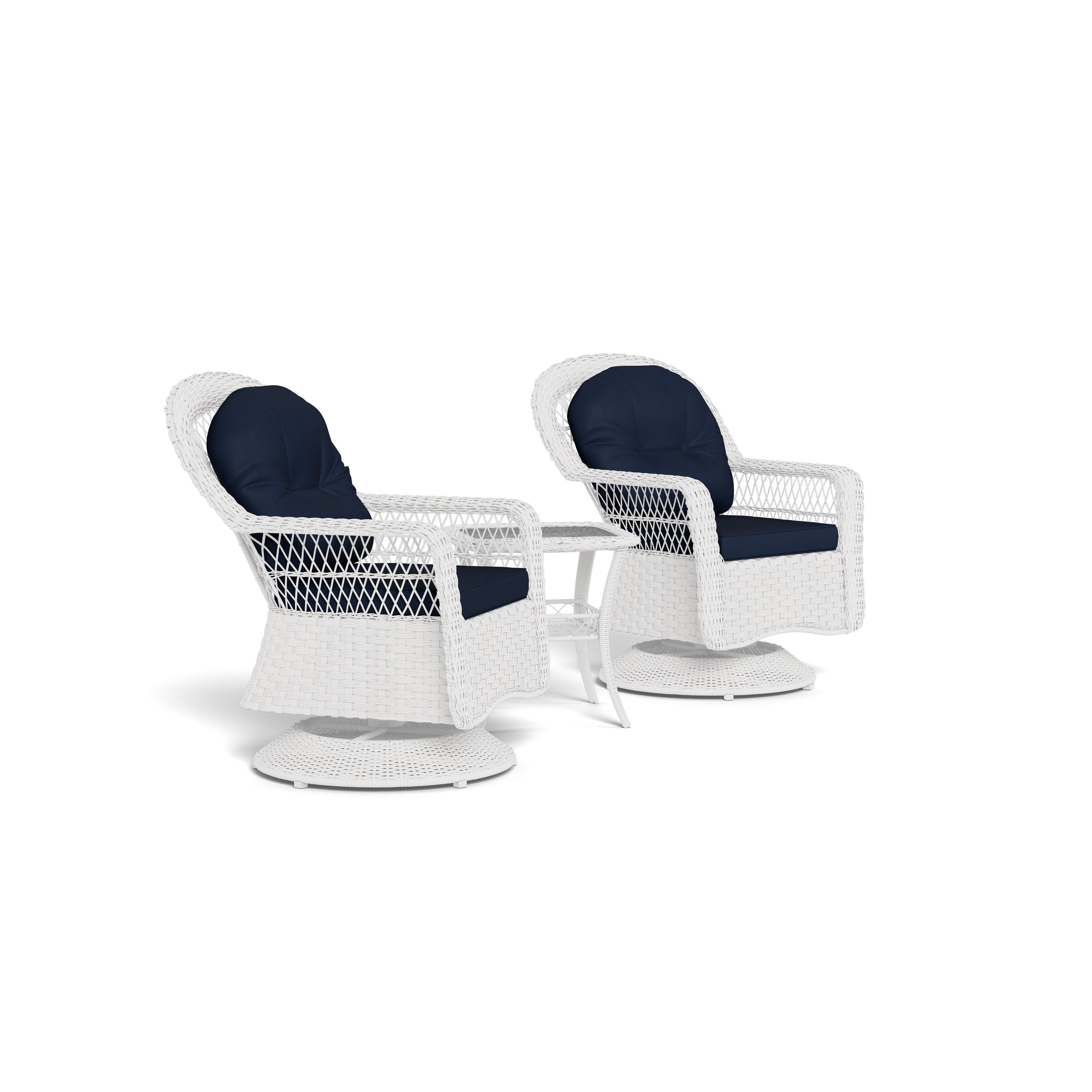 Biloxi Outdoor WhiteOutdoor Wicker Swivel Glider Patio Set (3 pezzi)