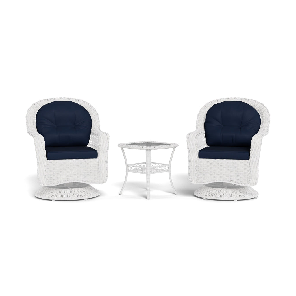 Biloxi Outdoor WhiteOutdoor Wicker Swivel Glider Patio Set (3 pezzi)