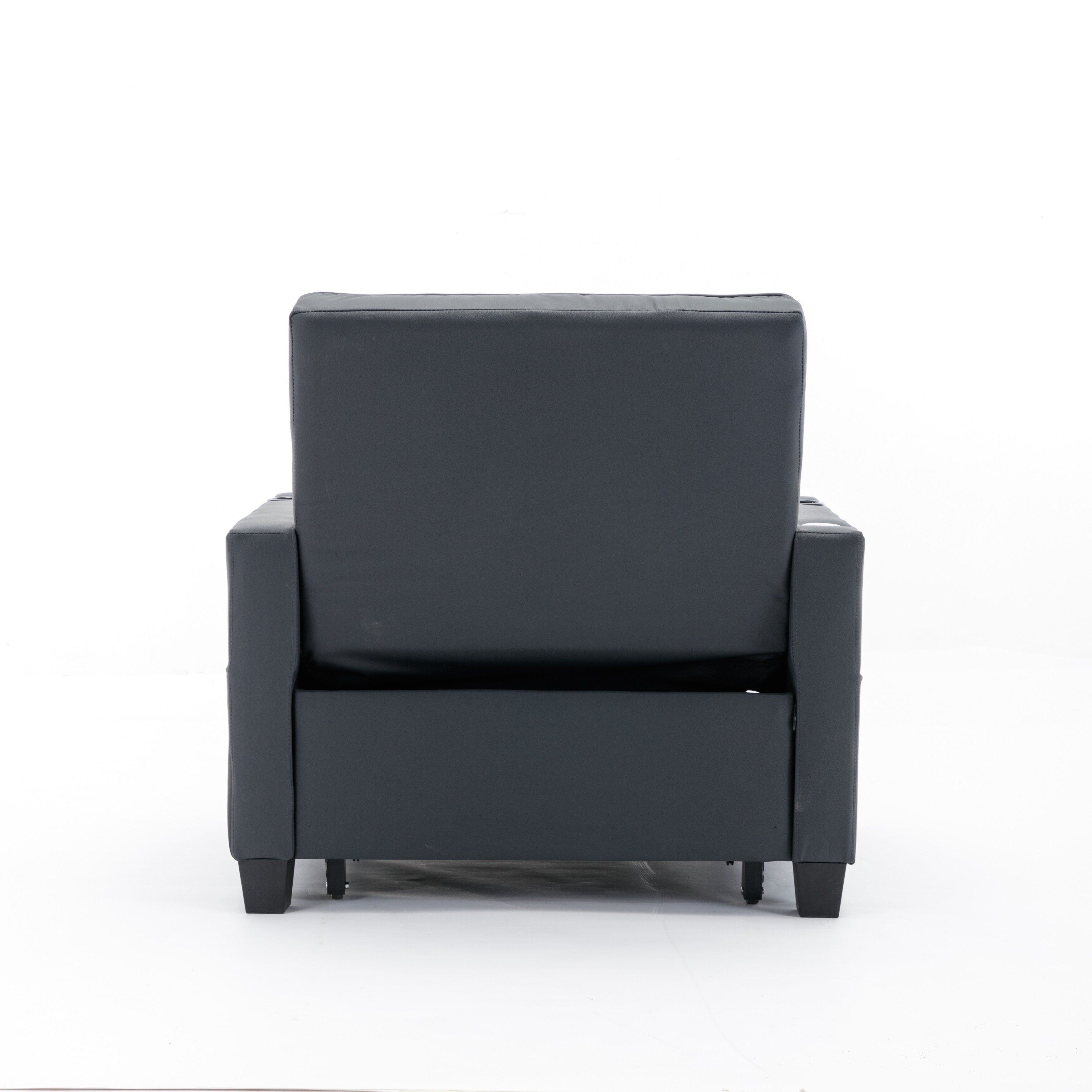 Divano letto trasformabile in similpelle nera con porte USB