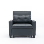 Divano letto trasformabile in similpelle nera con porte USB