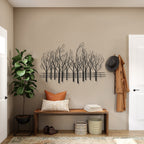 Decorazione da parete in metallo nero con campo di alberi
