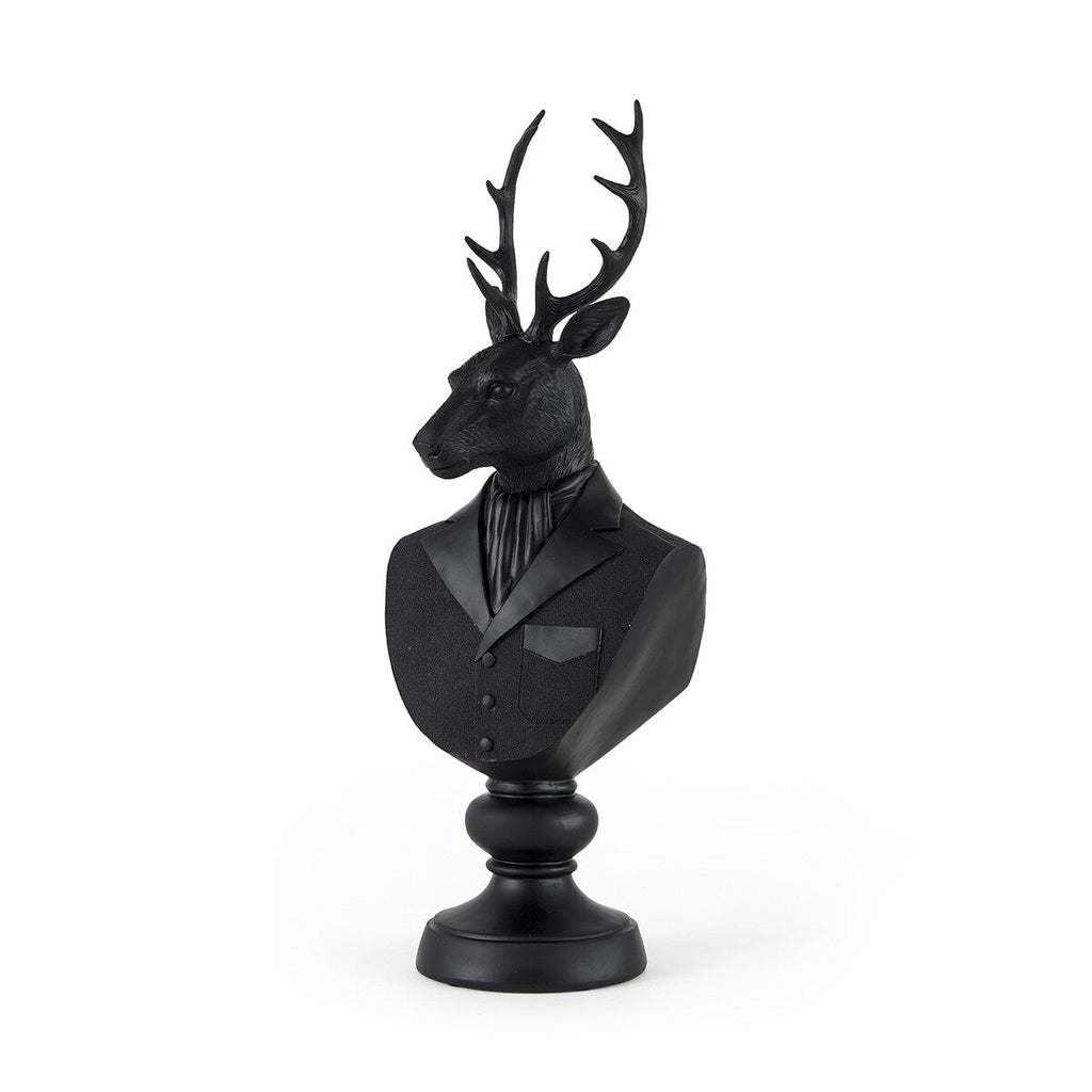 Scultura in resina nera a forma di busto di cervo - 6 L x 8 P x 23 A