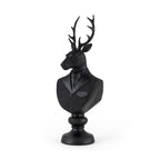 Scultura in resina nera a forma di busto di cervo - 6 L x 8 P x 23 A