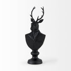 Scultura in resina nera a forma di busto di cervo - 6 L x 8 P x 23 A