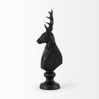 Scultura in resina nera a forma di busto di cervo - 6 L x 8 P x 23 A