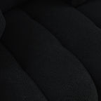 Divano Teddy nero a 3 posti con cuscini posteriori e struttura in legno