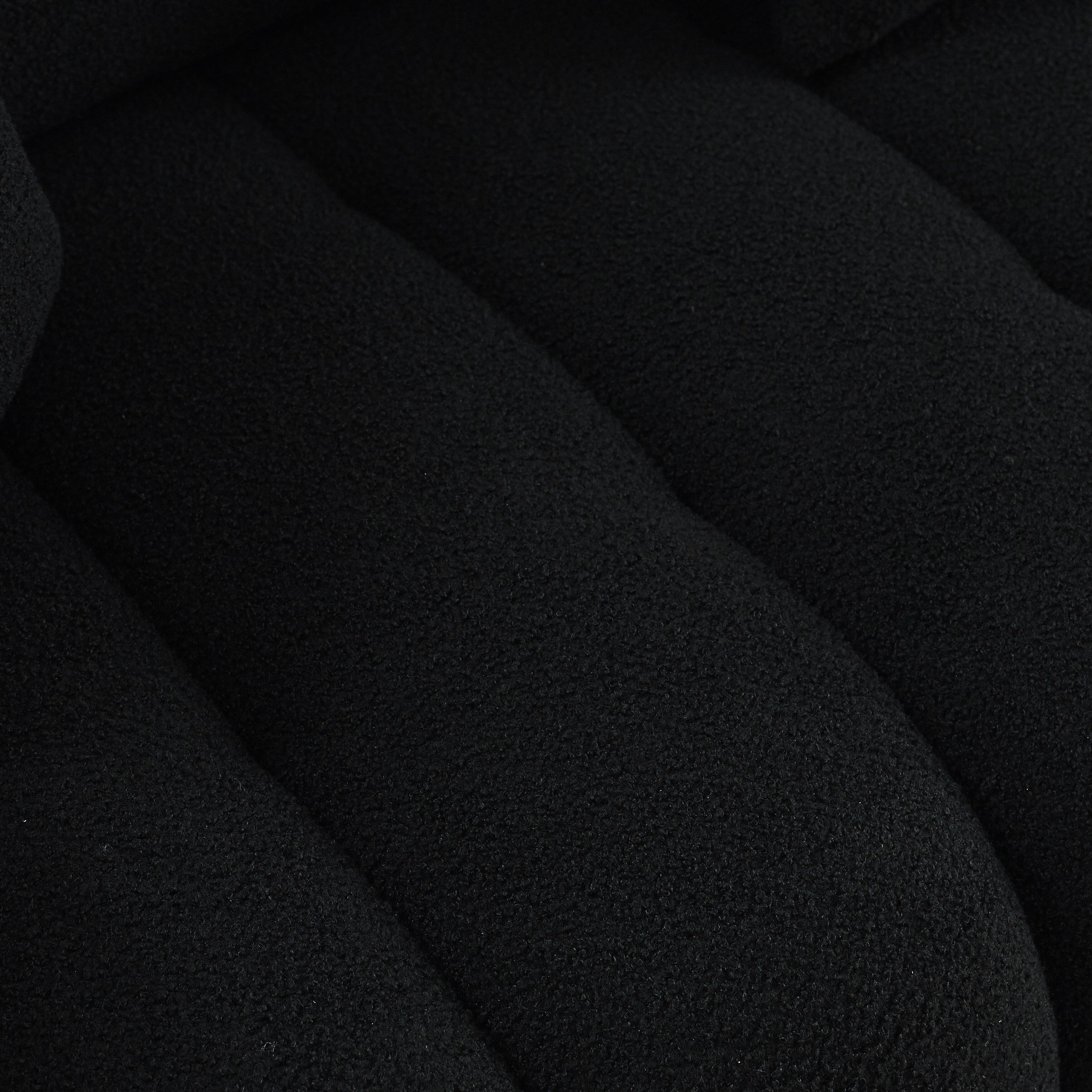 Divano Teddy nero a 3 posti con cuscini posteriori e struttura in legno