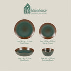 Bloomhouse Palermo Sun, set di 16 piatti e ciotole in gres con doppia ciotola e smalto reattivo