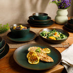 Bloomhouse Palermo Sun, set di 16 piatti e ciotole in gres con doppia ciotola e smalto reattivo