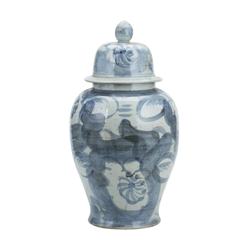 Vaso da tempio floreale Silla in porcellana blu e bianca