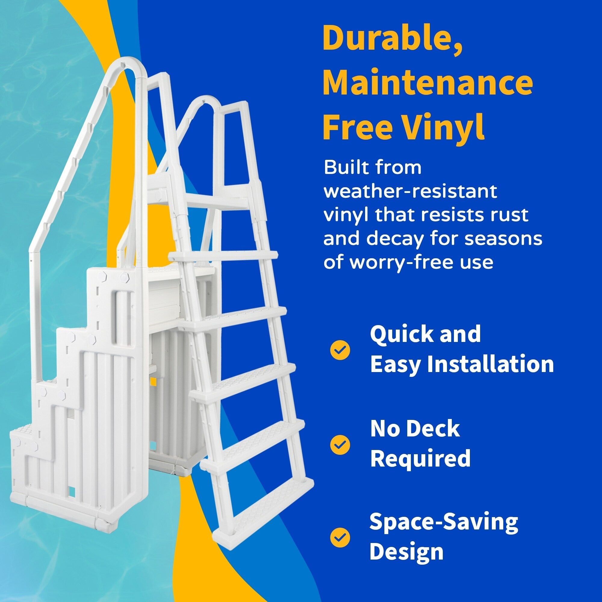 Blue Wave Easy Pool Step con scala esterna per piscine fuori terra - 32,5 pollici di larghezza x 56 pollici di profondità x 81 pollici di altezza