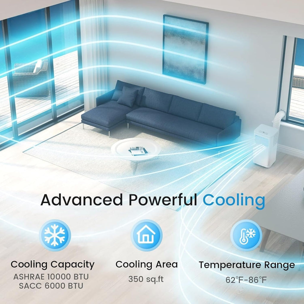 Condizionatori d'aria portatili Bossin 8000BTU (Ashrae), 5000BTU (SACC) 3 in 1 con telecomando, refrigeratore d'aria portatile Quiet Room - 880 V