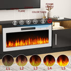 Mobile TV con camino Bossin 70 con camino elettrico da 36 pollici, mobile TV per TV fino a 80 pollici, luci LED a 16 colori/centro di intrattenimento