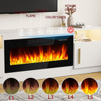 Mobile TV con camino Bossin 70 con camino elettrico da 36 pollici, mobile TV per TV fino a 80 pollici, luci LED a 16 colori/centro di intrattenimento