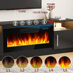 Mobile TV con camino Bossin 70 con camino elettrico da 36 pollici, mobile TV per TV fino a 80 pollici, luci LED a 16 colori/centro di intrattenimento