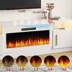 Mobile TV con camino Bossin 70 con camino elettrico da 36 pollici, mobile TV per TV fino a 80 pollici, luci LED a 16 colori/centro di intrattenimento