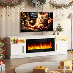 Mobile TV con camino Bossin 70 con camino elettrico da 36 pollici, mobile TV per TV fino a 80 pollici, luci LED a 16 colori/centro di intrattenimento