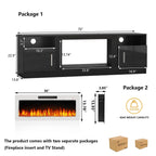 Mobile TV con camino Bossin 70 con camino elettrico da 36 pollici, mobile TV per TV fino a 80 pollici, luci LED a 16 colori/centro di intrattenimento