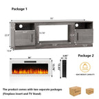 Mobile TV con camino Bossin 70 con camino elettrico da 36 pollici, mobile TV per TV fino a 80 pollici, luci LED a 16 colori/centro di intrattenimento