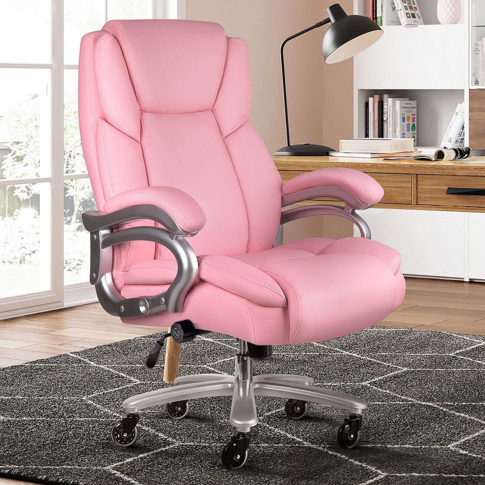 Sedia da ufficio Bossin Big and Tall Executive, sedia ergonomica con supporto lombare regolabile da 500 libbre, schienale alto in pelle PU per computer