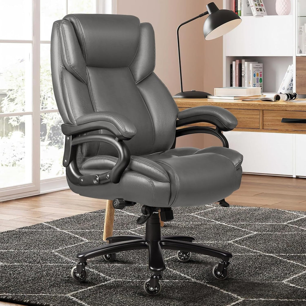 Sedia da ufficio Bossin Big and Tall Executive, sedia ergonomica con supporto lombare regolabile da 500 libbre, schienale alto in pelle PU per computer