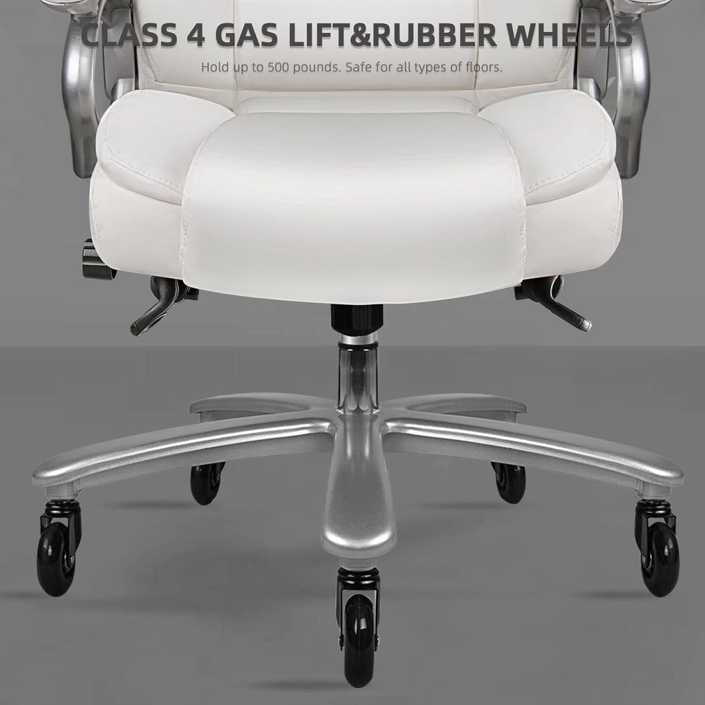 Sedia da ufficio Bossin Big and Tall Executive, sedia ergonomica con supporto lombare regolabile da 500 libbre, schienale alto in pelle PU per computer