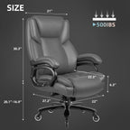 Sedia da ufficio Bossin Big and Tall Executive, sedia ergonomica con supporto lombare regolabile da 500 libbre, schienale alto in pelle PU per computer