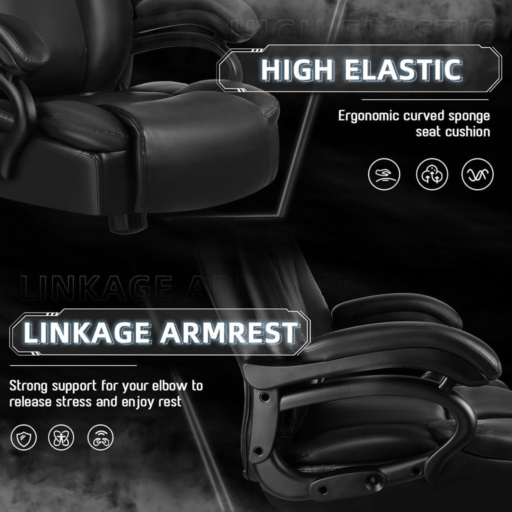 Sedia da ufficio Bossin Big and Tall Executive, sedia ergonomica con supporto lombare regolabile da 500 libbre, schienale alto in pelle PU per computer