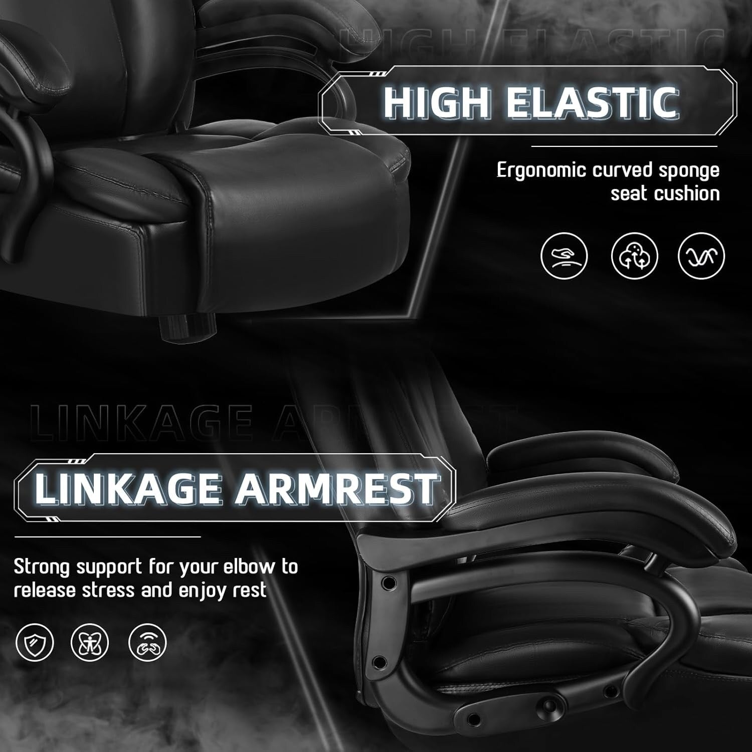 Sedia da ufficio Bossin Big and Tall Executive, sedia ergonomica con supporto lombare regolabile da 500 libbre, schienale alto in pelle PU per computer