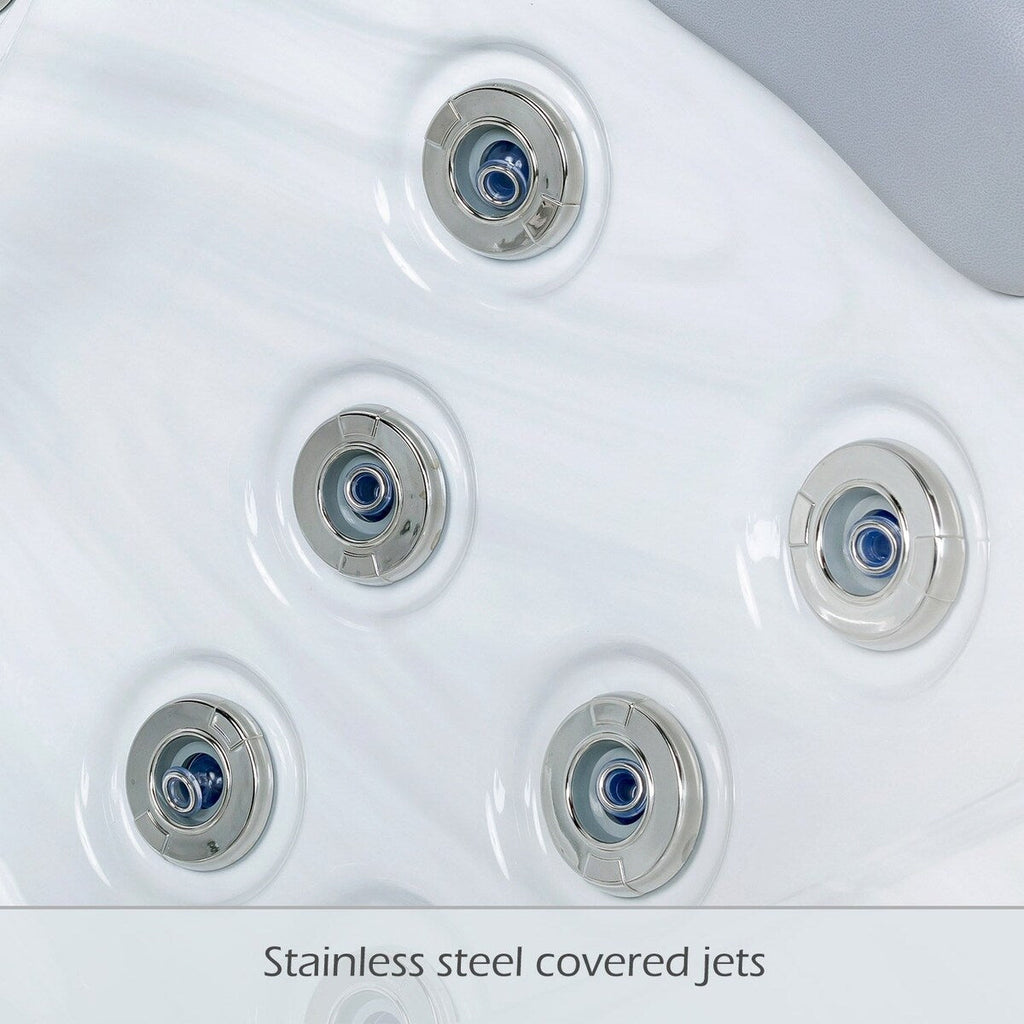 Buenospa Jersey 6 - 46 persone - Vasca idromassaggio a getto, bianco ghiaccio, grigio con ozono e luci a LED