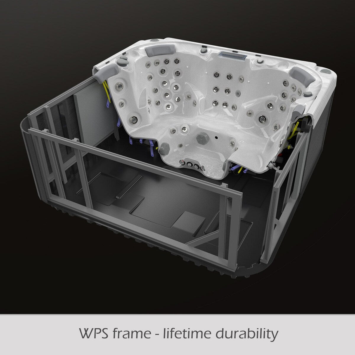 Buenospa Jersey 6 - 46 persone - Vasca idromassaggio a getto, bianco ghiaccio, grigio con ozono e luci a LED