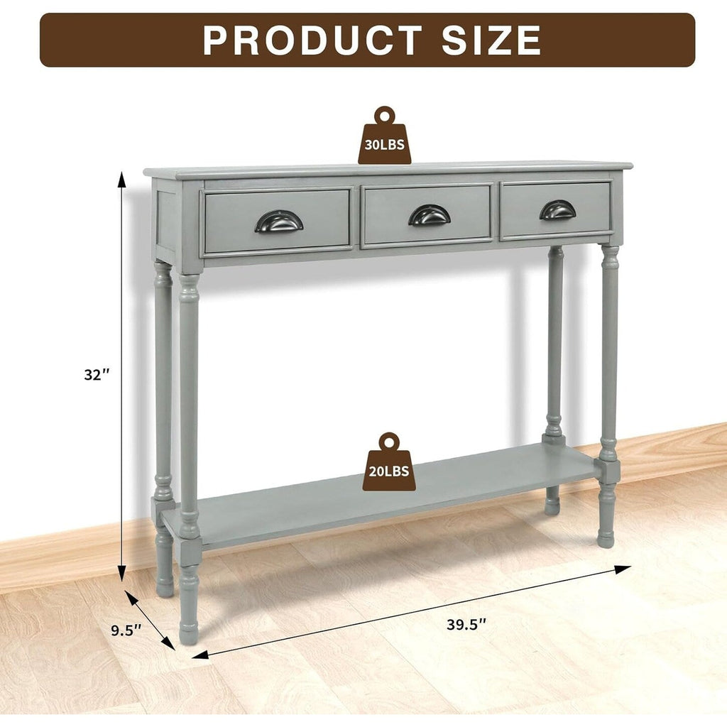Tavolo da ingresso consolle a 3 cassetti Burlington Wood