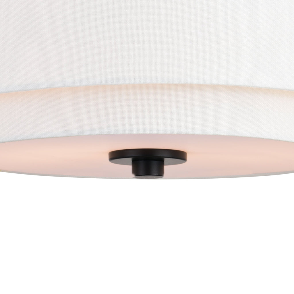 Lampada da soffitto Burnaby Mid-Century Modern con paralume a tamburo in lino bianco