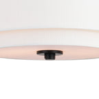 Lampada da soffitto Burnaby Mid-Century Modern con paralume a tamburo in lino bianco