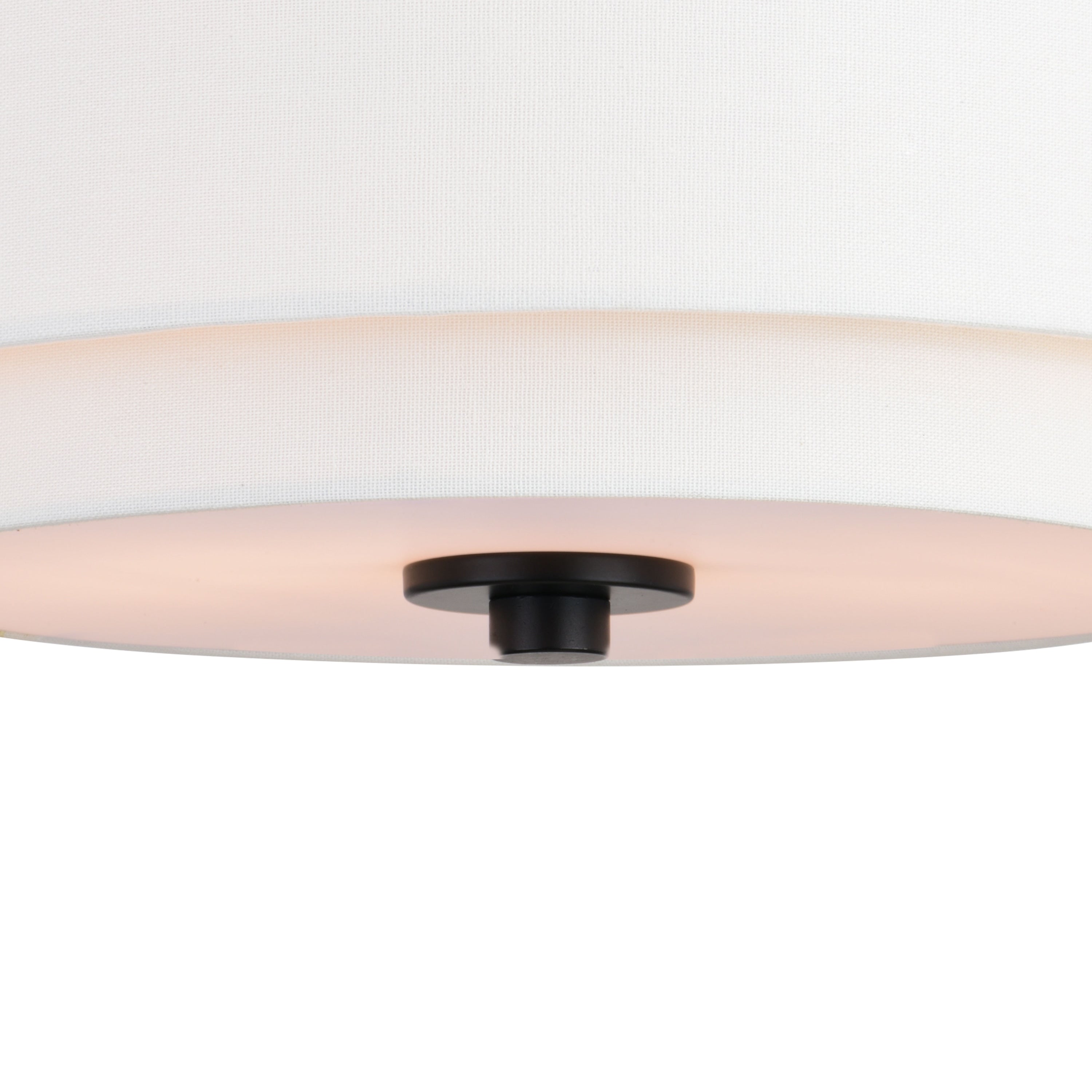 Lampada da soffitto Burnaby Mid-Century Modern con paralume a tamburo in lino bianco