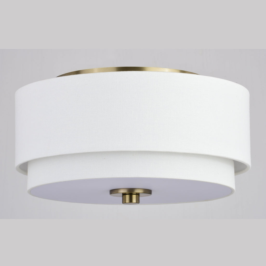 Lampada da soffitto Burnaby Mid-Century Modern con paralume a tamburo in lino bianco