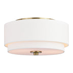Lampada da soffitto Burnaby Mid-Century Modern con paralume a tamburo in lino bianco