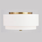 Lampada da soffitto Burnaby Mid-Century Modern con paralume a tamburo in lino bianco