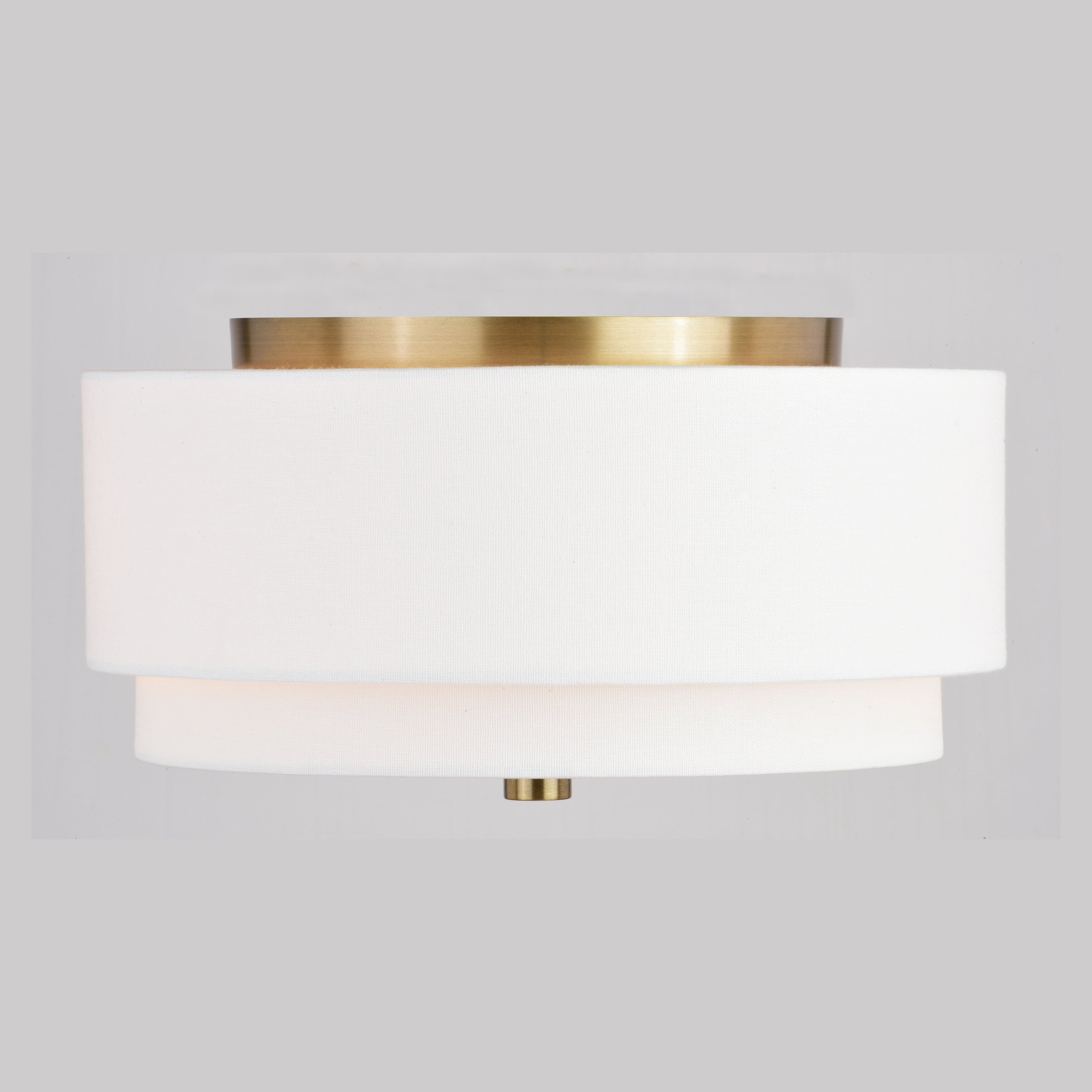 Lampada da soffitto Burnaby Mid-Century Modern con paralume a tamburo in lino bianco
