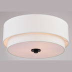 Lampada da soffitto Burnaby Mid-Century Modern con paralume a tamburo in lino bianco