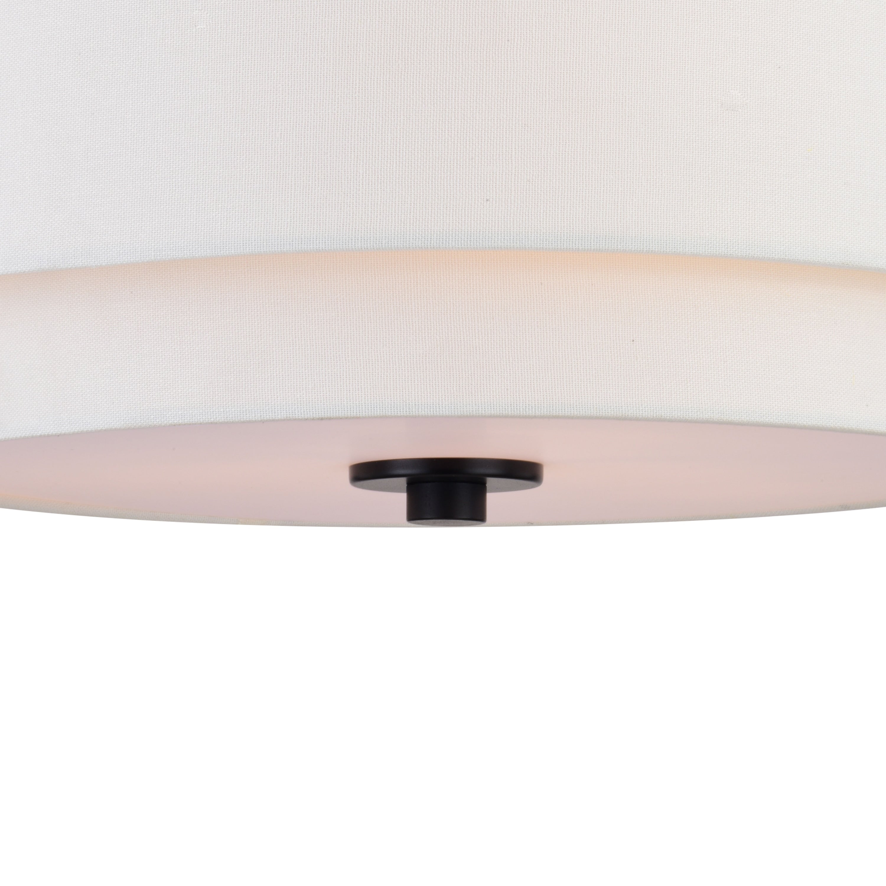 Lampada da soffitto Burnaby Mid-Century Modern con paralume a tamburo in lino bianco