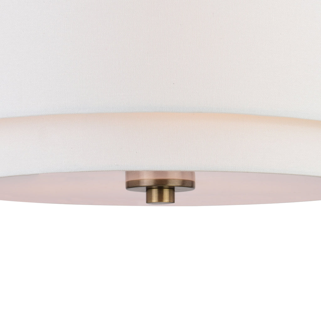 Lampada da soffitto Burnaby Mid-Century Modern con paralume a tamburo in lino bianco