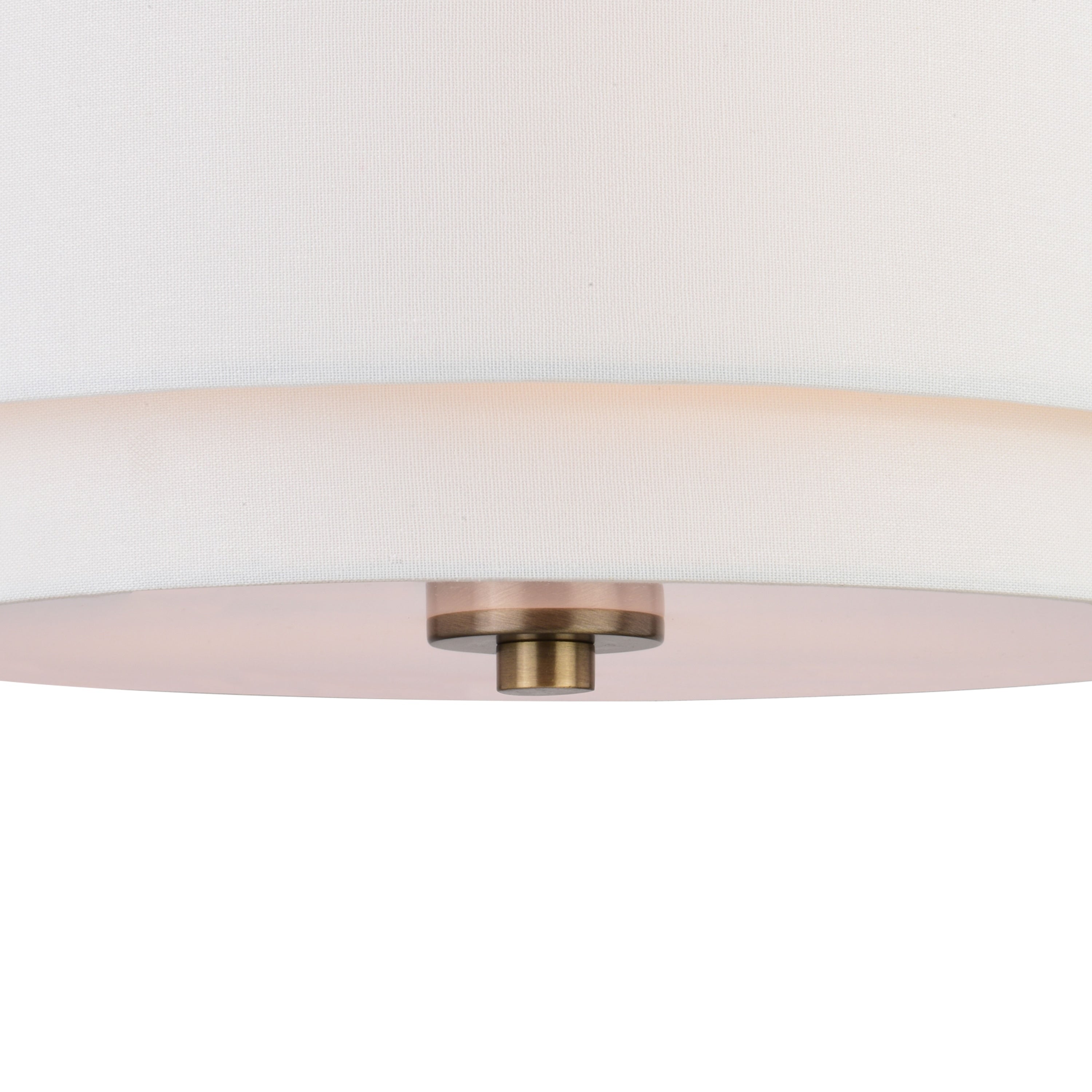 Lampada da soffitto Burnaby Mid-Century Modern con paralume a tamburo in lino bianco