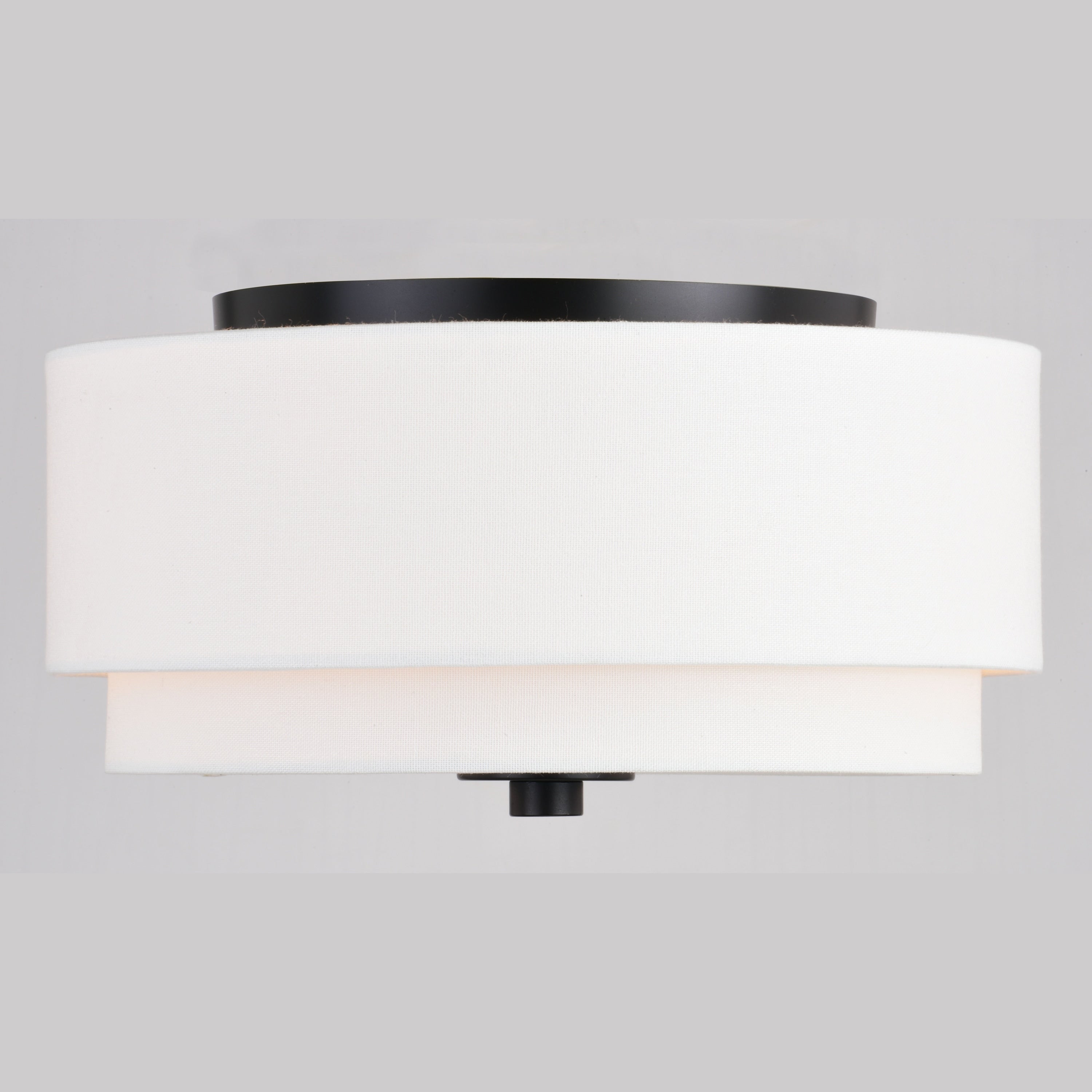 Lampada da soffitto Burnaby Mid-Century Modern con paralume a tamburo in lino bianco