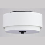 Lampada da soffitto Burnaby Mid-Century Modern con paralume a tamburo in lino bianco