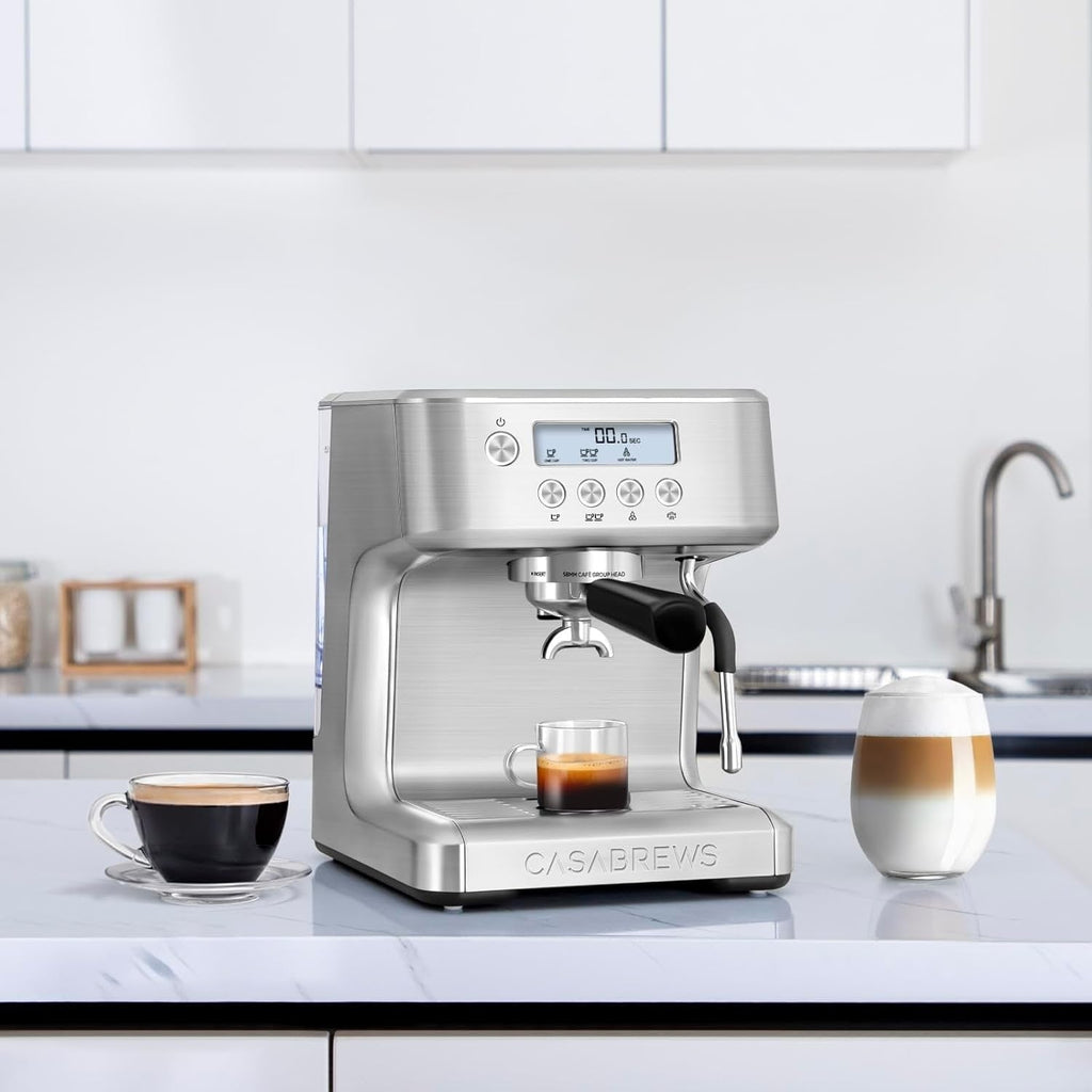 CASABREWS Ultra Macchina per caffè espresso tutto in uno con display LCD, argento