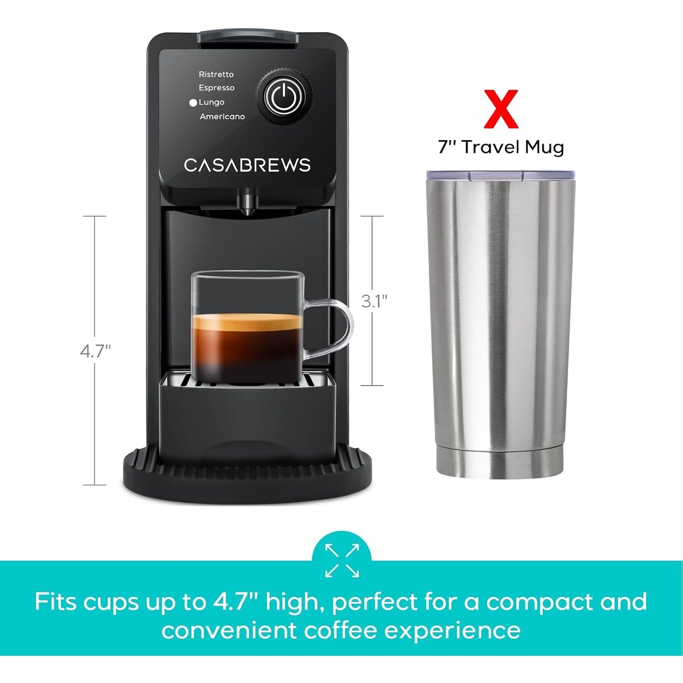 CASABREWS CM7036E Macchina per caffè espresso da 20 Bar per cialde originali Nespresso