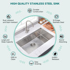 Lavello da cucina sottotop CB HOME da 32'' in oro, lavello da cucina in acciaio inox/nero da incasso, lavello da cucina a una vasca con accessori